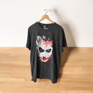 The Dark Night Trilogy Men's Black Graphic T-Shirt Joker Why So Serious Large